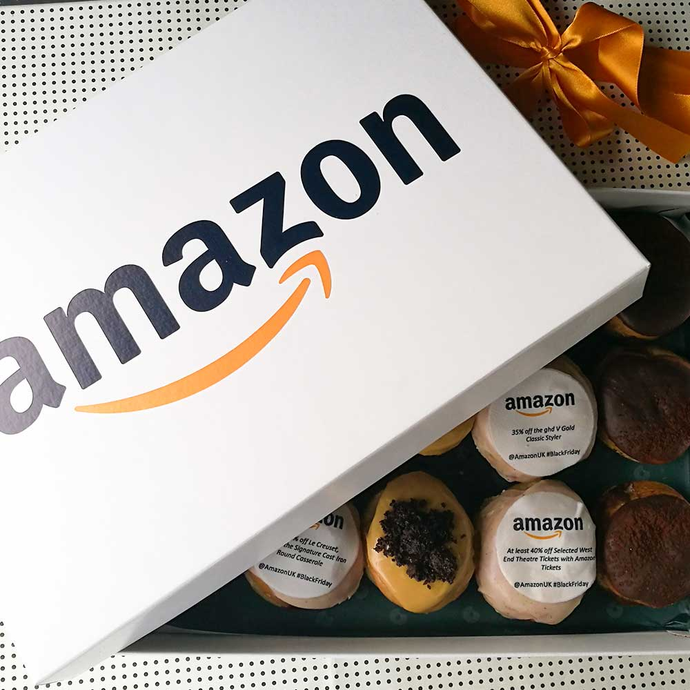 Amazon branded doughnuts with discounts iced on