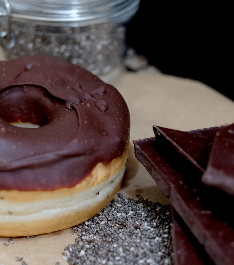 Dark chocolate doughnut available for delivery