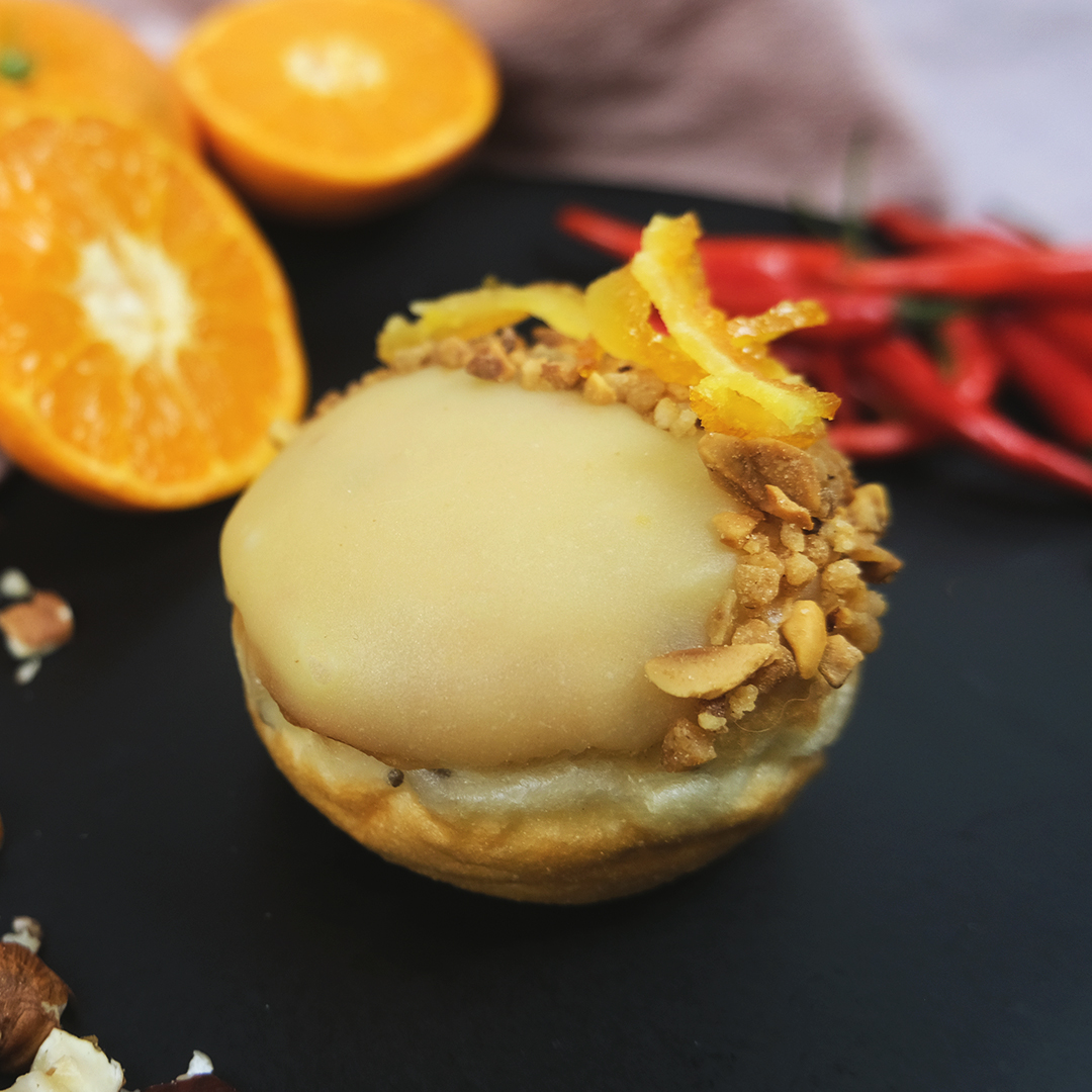 Hazelnut Praline & Mandarin Chilli | Dough bite | Crosstown 1
