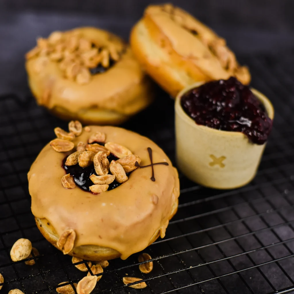 Peanut Butter and Blackcurrant Compote | Vegan | Doughnut