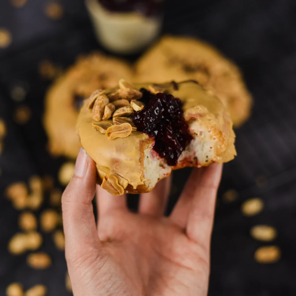 Peanut Butter and Blackcurrant Compote | Vegan | Doughnut